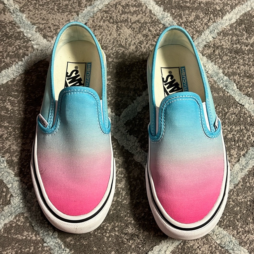 Vans Classic UltraCush Slip-On Sneaker, Pink/Blue/Yellow, Size 5.5